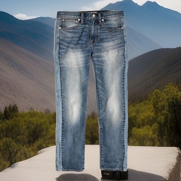 NWOT Chic Madewell Cruiser Straight Crop Jeans Pieced Edition Blue 28 Distressed - Picture 5 of 9